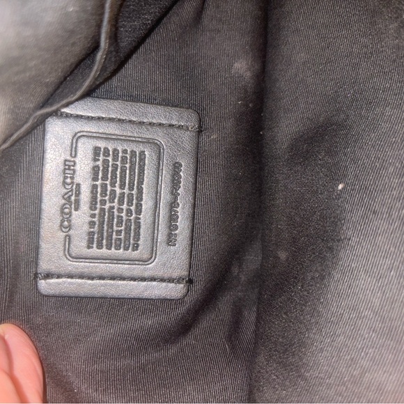 Black coach purse with pink and purple flowers - Picture 3 of 5